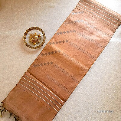 Matarangi Brown Semi Tussar Saree Striped woven saree Matarangi Brown Semi Tussar Saree Striped woven saree
