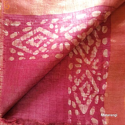 Matarangi Blue & Purple Semi Tussar Batik Print saree