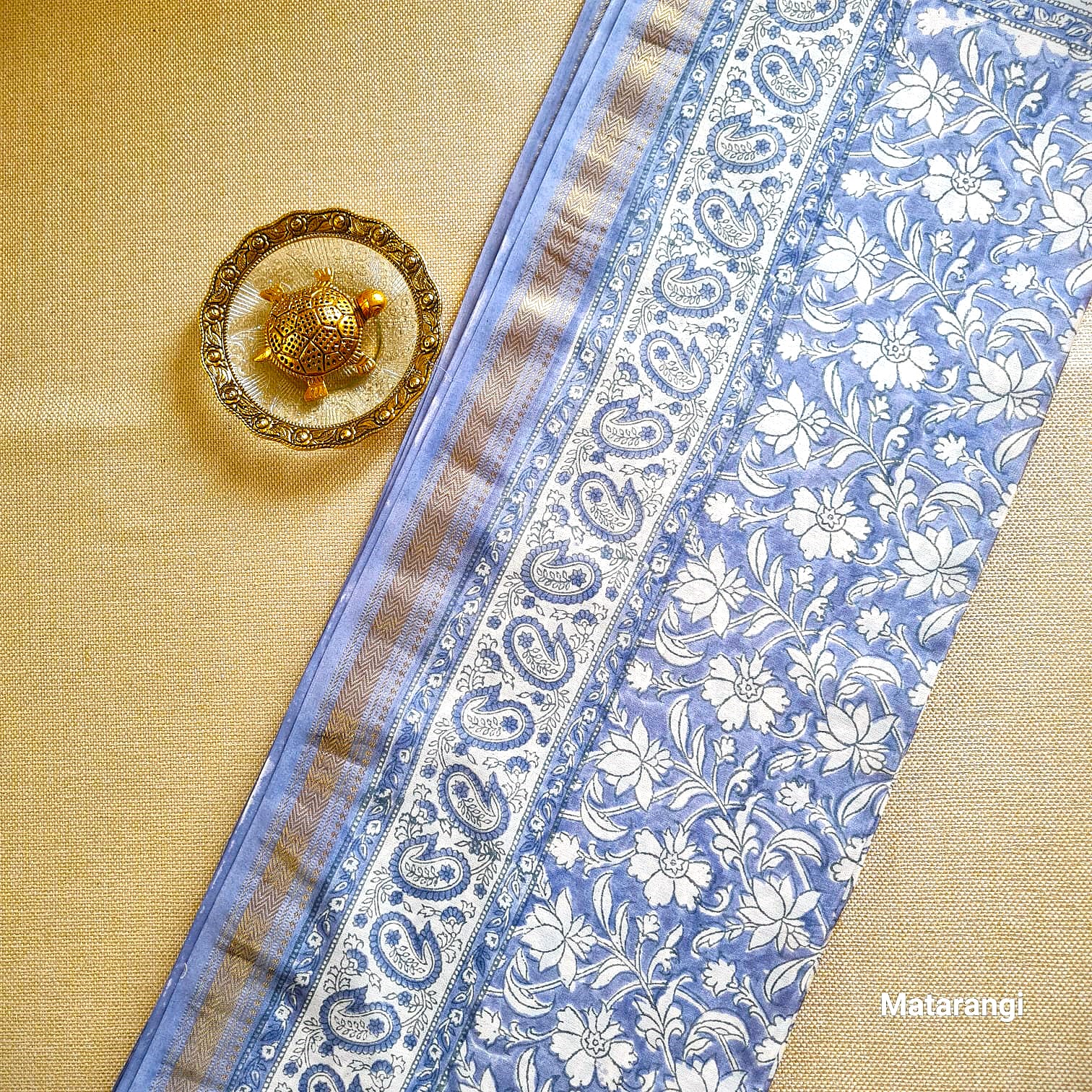 Matarangi Premium Bluish Grey Hand Block Printed Maheshwari Silk Saree Matarangi Premium Bluish Grey Hand Block Printed Maheshwari Silk Saree