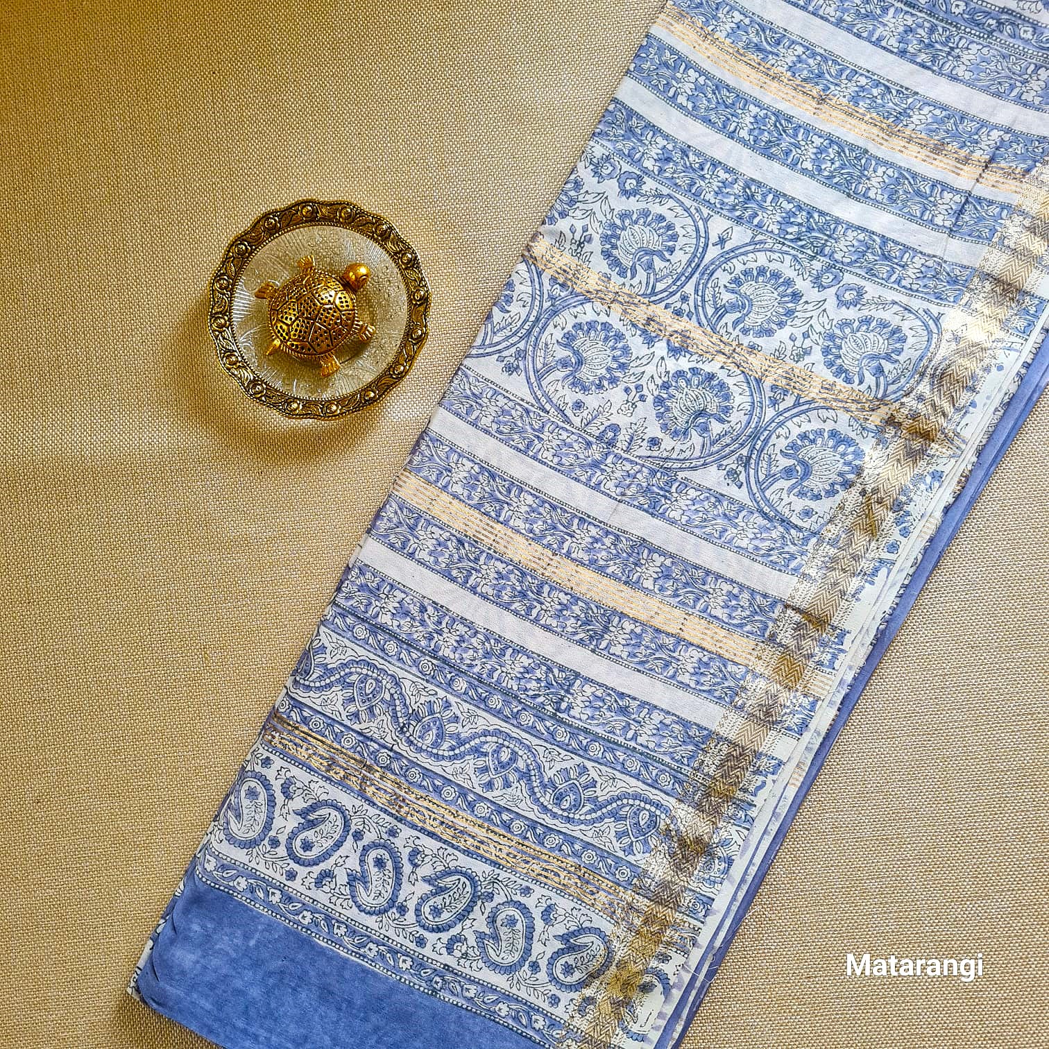 Matarangi Premium Bluish Grey Hand Block Printed Maheshwari Silk Saree Matarangi Premium Bluish Grey Hand Block Printed Maheshwari Silk Saree