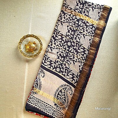 Matarangi Maroon Floral Maheshwari Silk Saree
