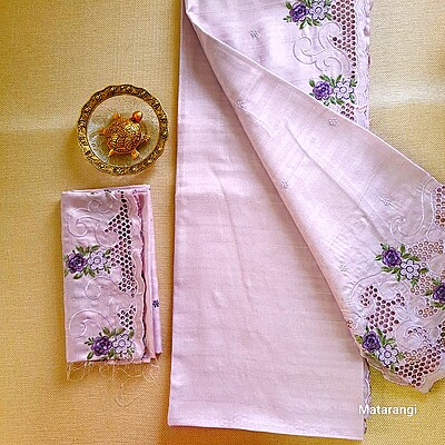 Matarangi Lavender Kolam Tussar Saree Matarangi Lavender Kolam Tussar Saree