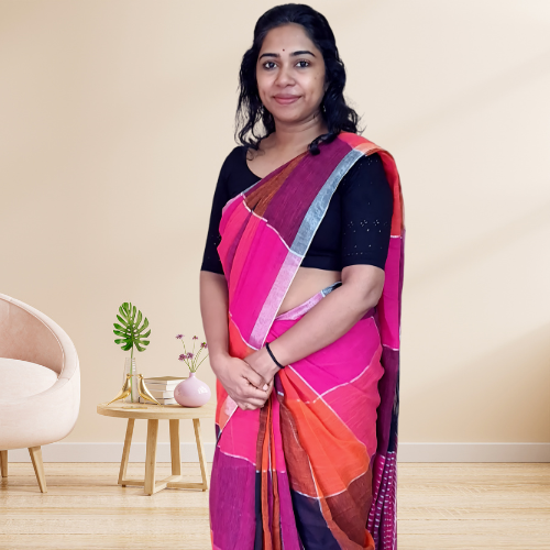 Magenta Multicoloured Handloom Pure Linen Saree Magenta Multicoloured Handloom Pure Linen Saree