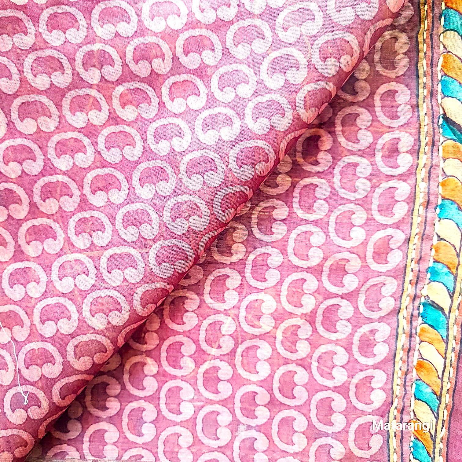 Blue Kalamkari Kantha Chanderi Saree Blue Kalamkari Kantha Chanderi Saree