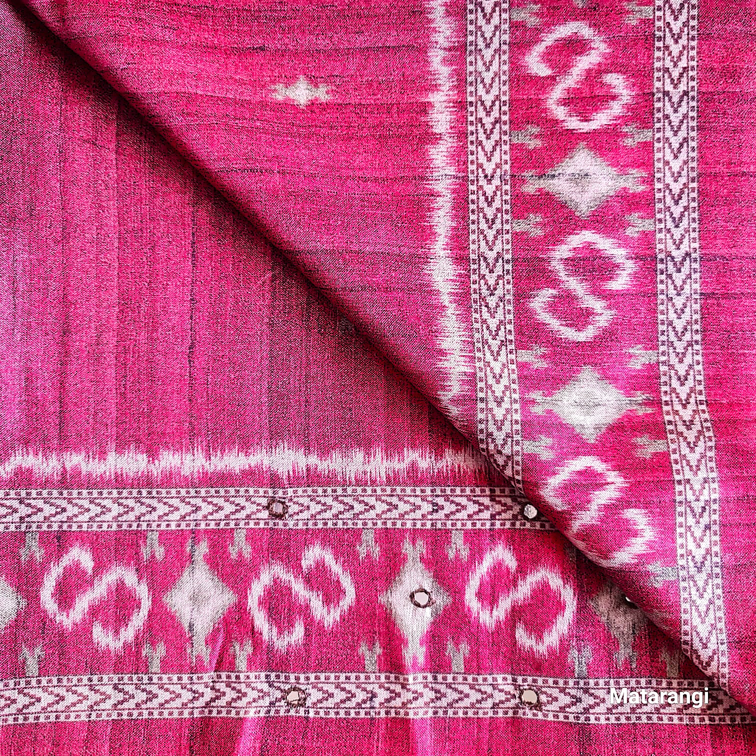 Brown Ikkat Manipuri Aari Work Blended Silk Saree Brown Ikkat Manipuri Aari Work Blended Silk Saree