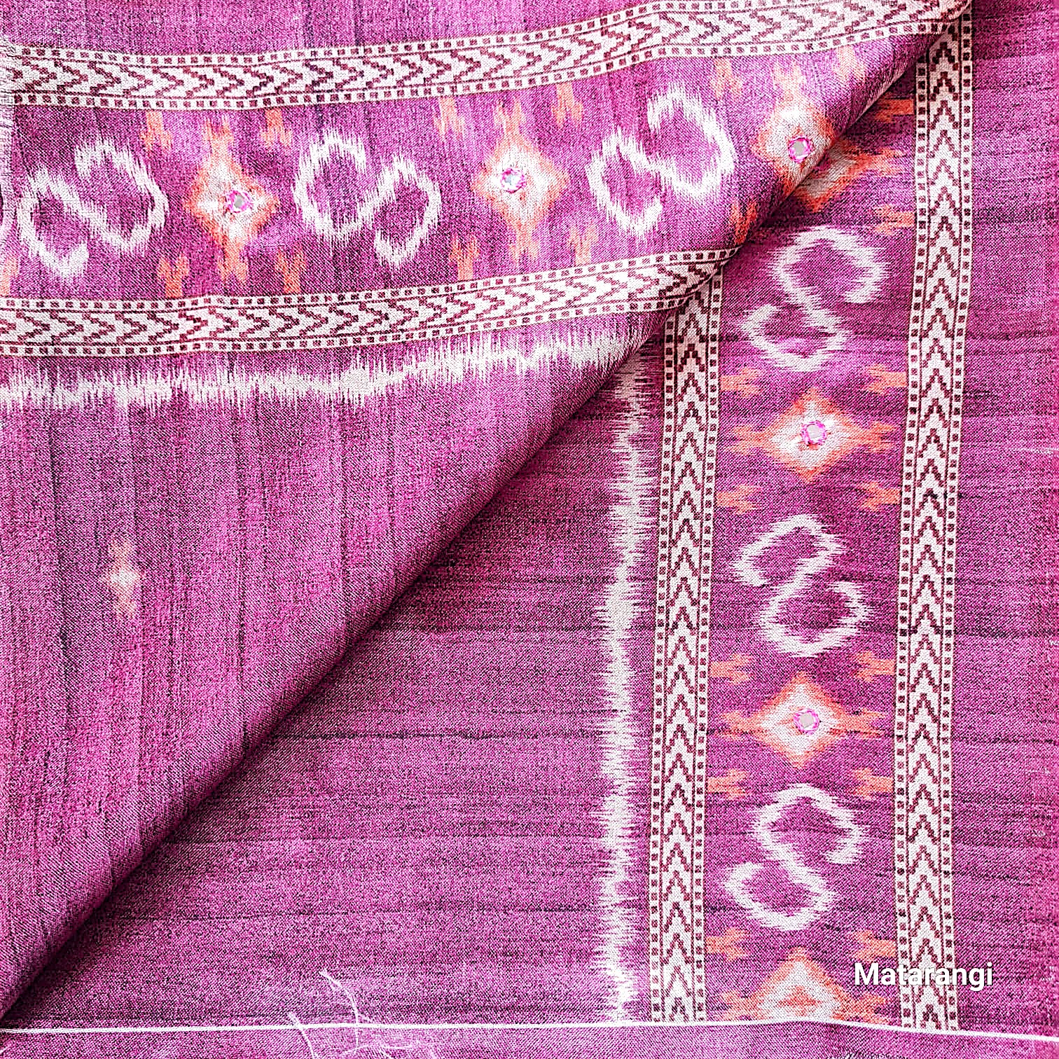 Blue Ikkat Manipuri Aari Work Blended Silk Saree Blue Ikkat Manipuri Aari Work Blended Silk Saree