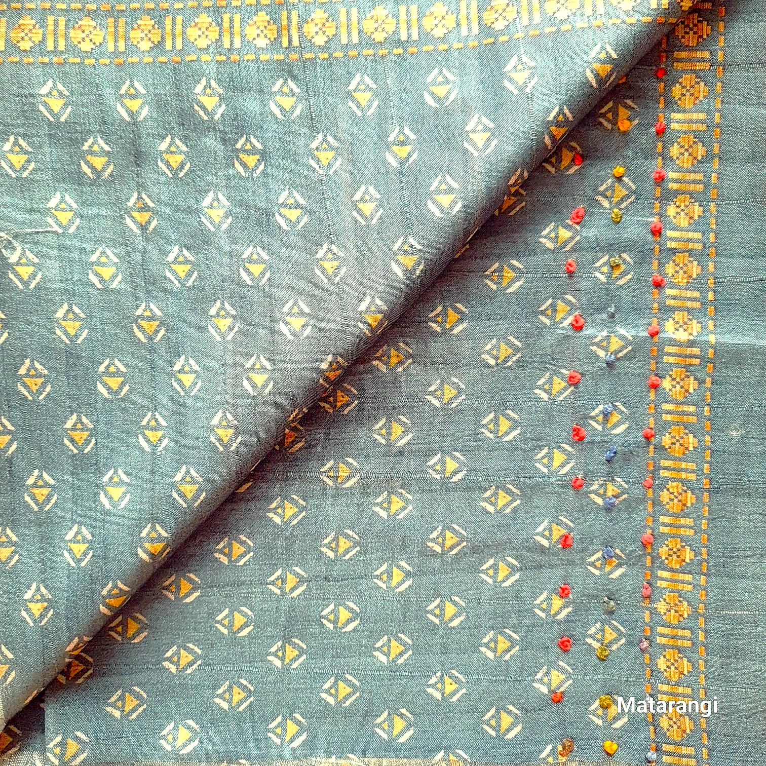 Matarangi Light Rose Blended Tussar French Knot Saree