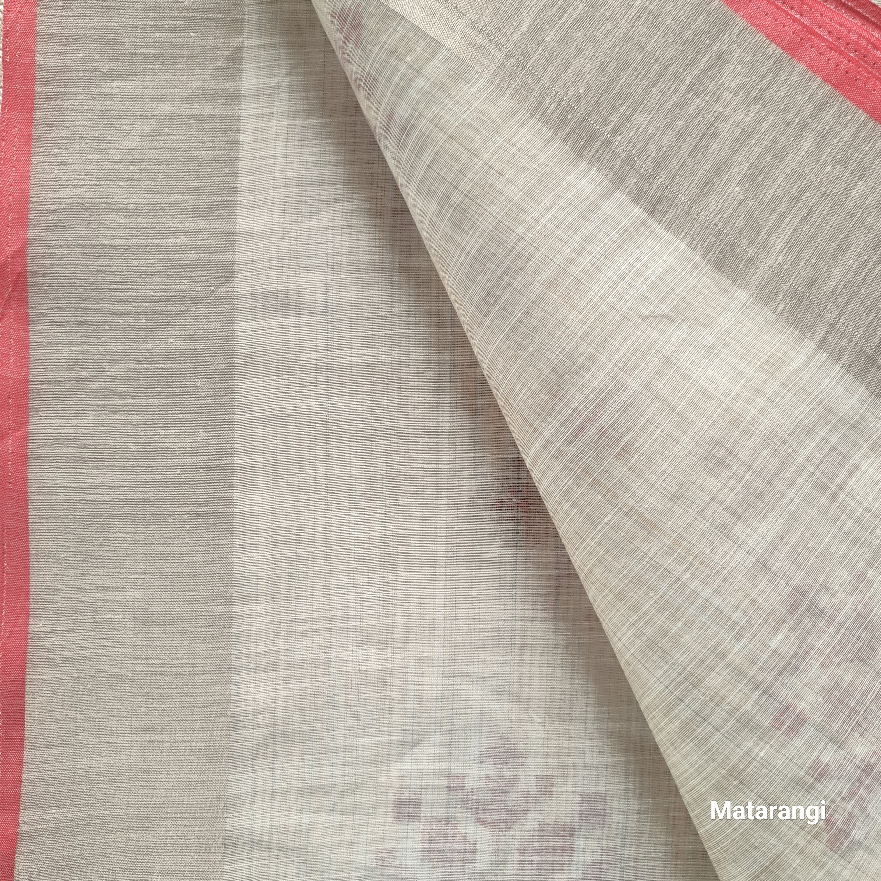 Matarangi Cream & Red Cross Stitch Munga Saree
