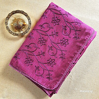 Matarangi Magenta Embroidered Kota Saree