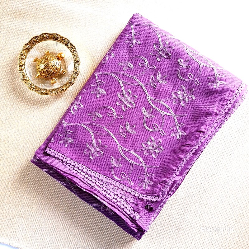 Matarangi Violet Embroidered Kota Saree