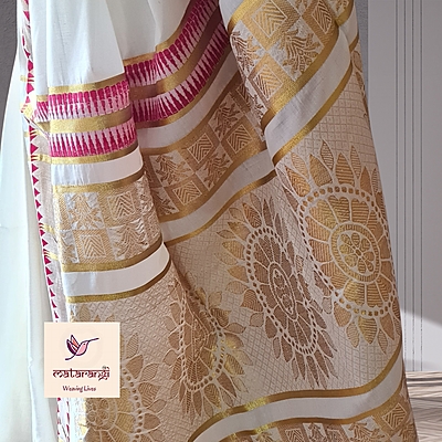 Matarangi Handloom Kerala Set Saree Red temple Border Matarangi Handloom Kerala Set Saree Red temple Border
