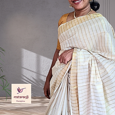 Matarangi Handloom Tissue Kerala Set Saree Broad Checks Matarangi Handloom Tissue Kerala Set Saree Broad Checks