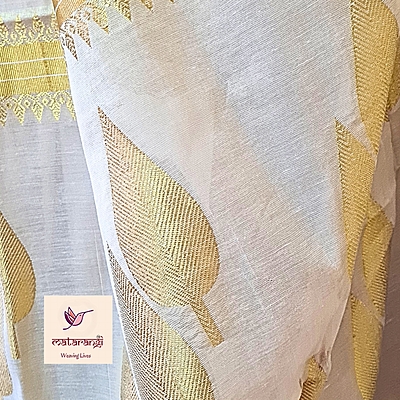Matarangi Handloom Tissue Kerala Set Saree Leaf Design Matarangi Handloom Tissue Kerala Set Saree Leaf Design