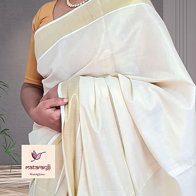 Matarangi Handloom Tissue Kerala Plain Set Saree Matarangi Handloom Tissue Kerala Plain Set Saree