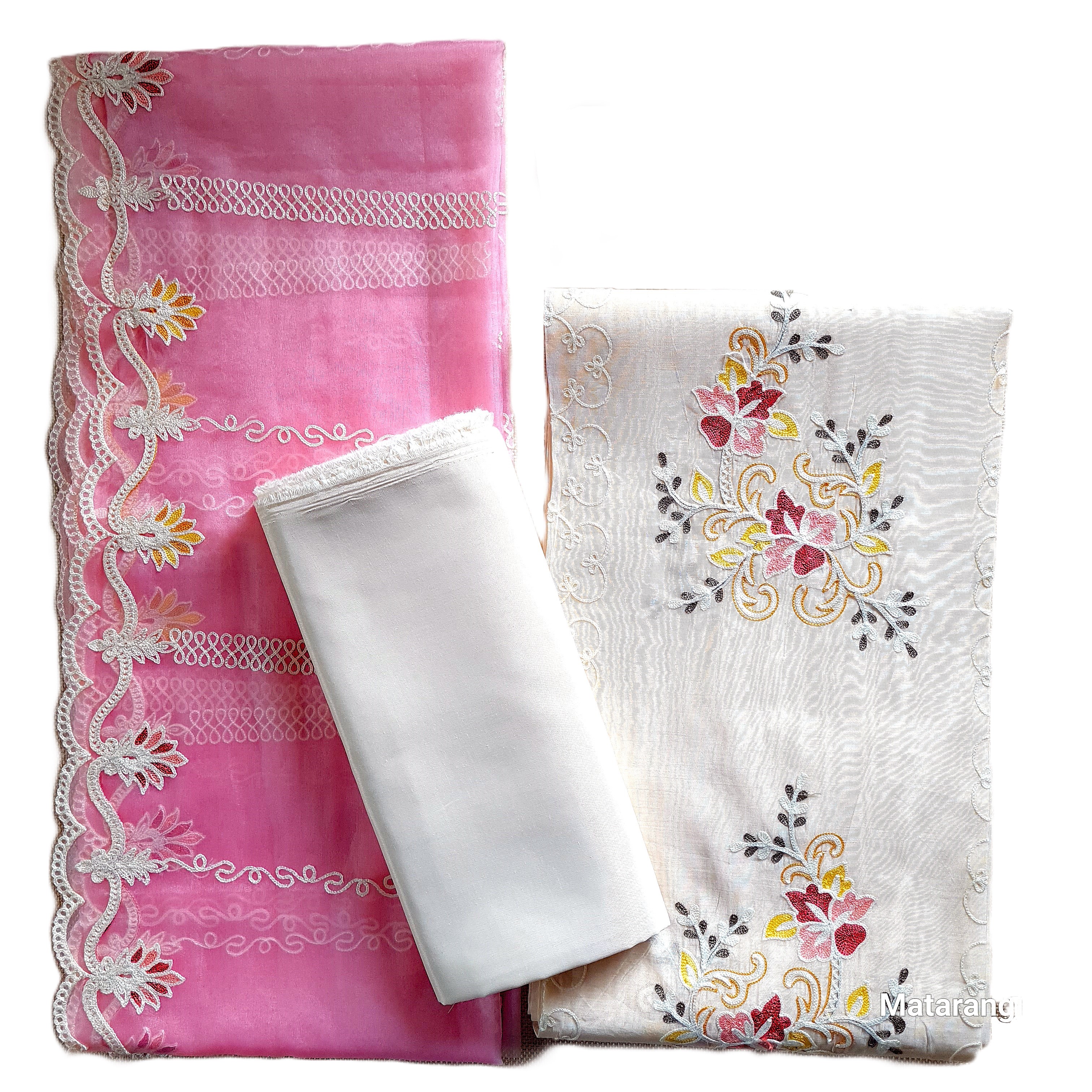 Matarangi Cream Organza Salwar Material