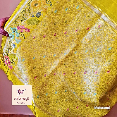 Matarangi Yellow Woven Tussar Silk Saree