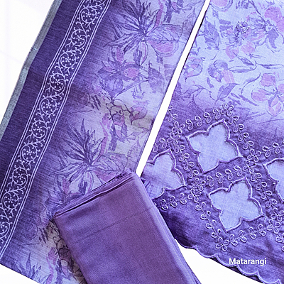 Matarangi Lavendar Linen Silk Salwar Material Matarangi Lavendar Linen Silk Salwar Material