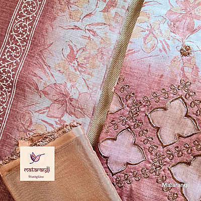 Matarangi Pastel Brown Linen Silk Salwar Material