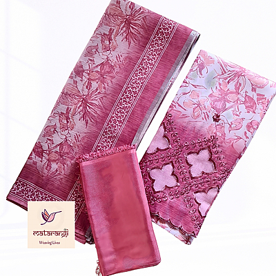 Matarangi Pastel Pink Linen Silk Salwar Material