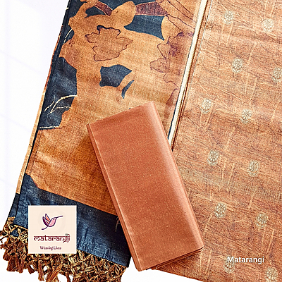 Matarangi Mud Brown Tussar Silk Salwar Material Matarangi Mud Brown Tussar Silk Salwar Material