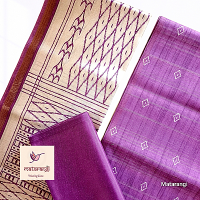 Matarangi Purple Printed Tussar Silk Salwar Material