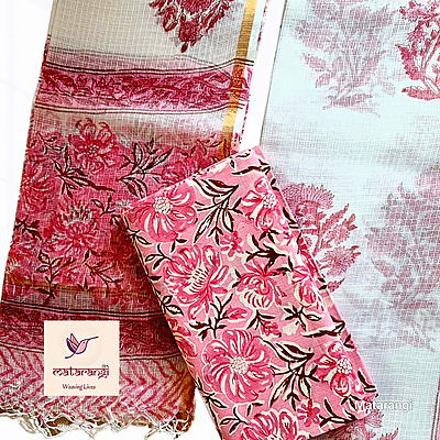 Matarangi White and Pink Kota Salwar Material