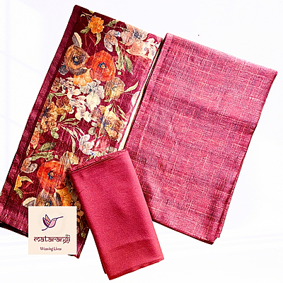 Matarangi Burgundy Tussar Silk Salwar Material Matarangi Burgundy Tussar Silk Salwar Material