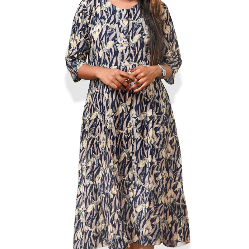 Zara Foil Printed Flayer Top – Indigo Waves