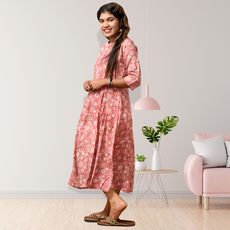 Zara Foil Printed Flayer Top – Pink Petals
