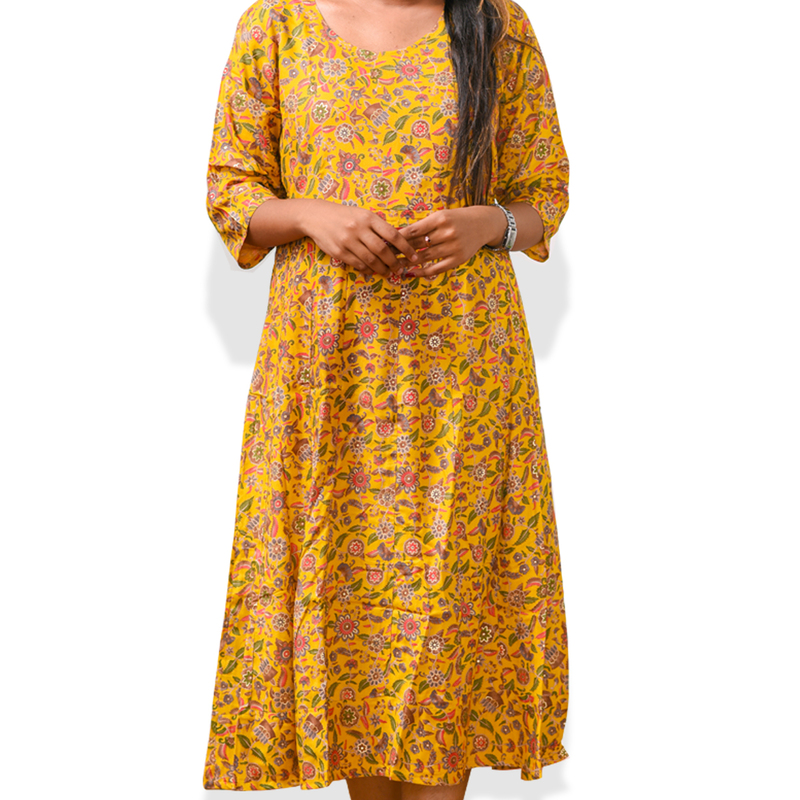 Saniya Golden Bloom Flare Dress
