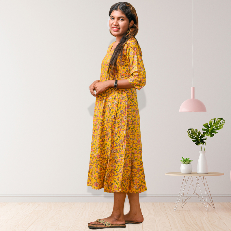 Saniya Golden Bloom Flare Dress