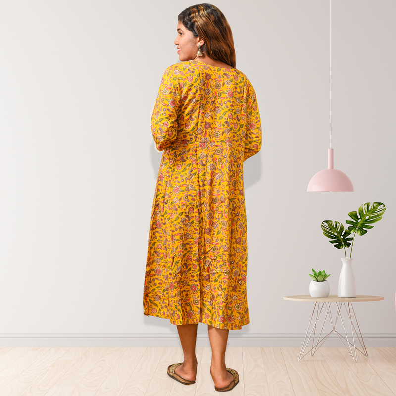 Saniya Golden Bloom Flare Dress