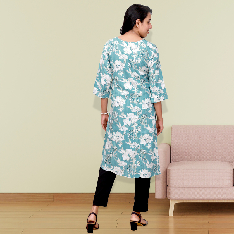 Princess feeling foil Printed Mint Green Floral Top