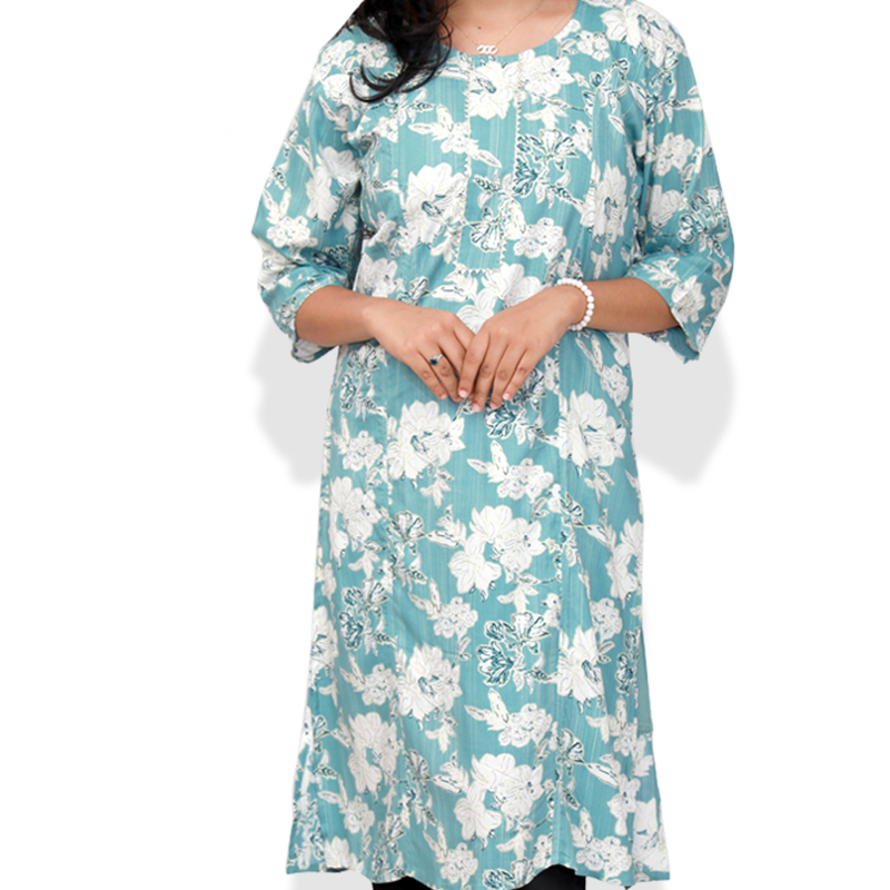 Princess feeling foil Printed Mint Green Floral Top