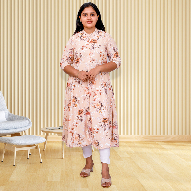 Hima imported printed fabric beige floral flayer top