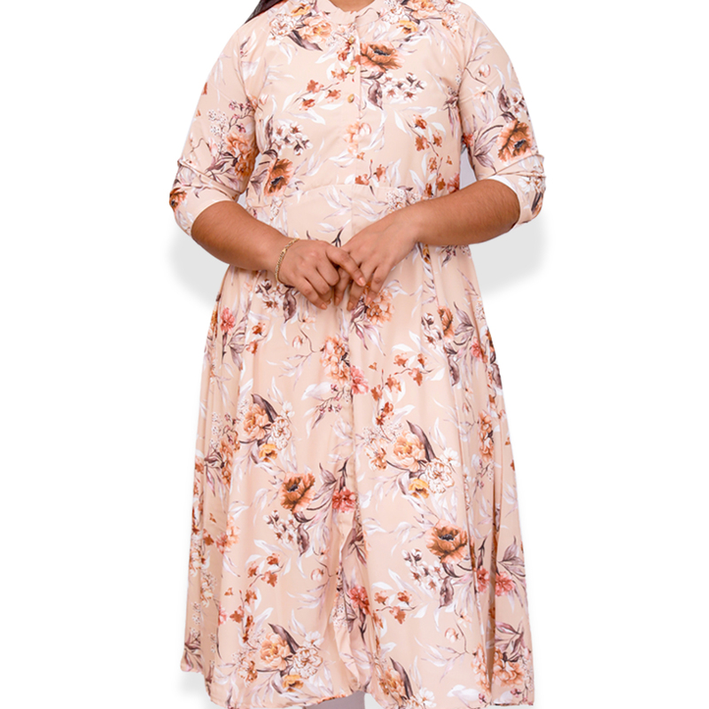 Hima imported printed fabric beige floral flayer top