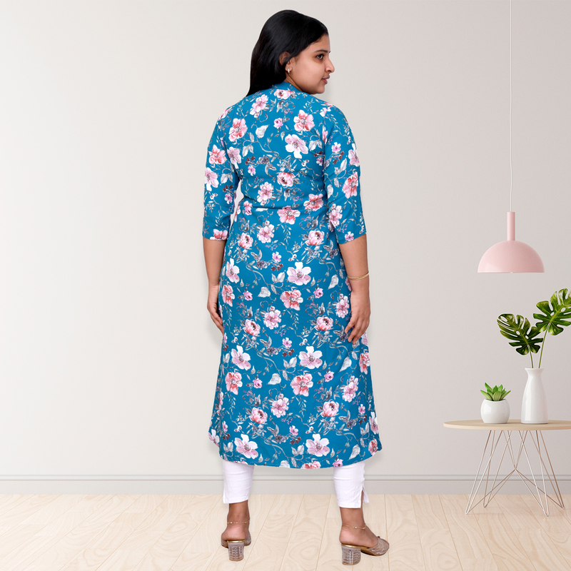 Hima Imported Printed Fabric Flayer blue floral Top