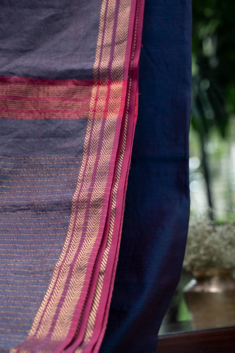 Maheshwari Saree - Midnight Blue Maheshwari Saree - Midnight Blue