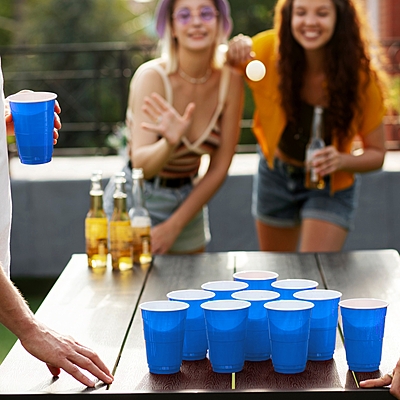 Set of 20-450ml Beer Glass | Blue Drinking Cup | Drinking Glass for New Year Bachelor Anniversary Helloween Wedding Adults Parties and Games | Party Suppliers