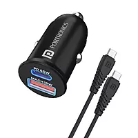 Portronics Car Power 65 Car Charger 65W with Dual Output (Black)
