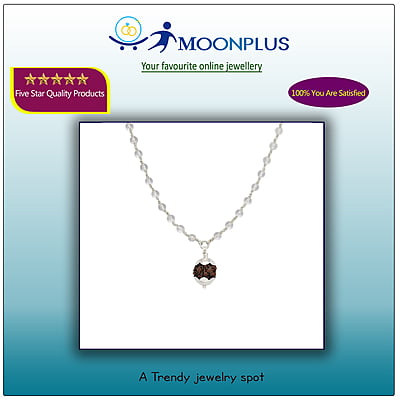 Silver Tied Spatika Mala with Rudraksha Pendant Silver Tied Spatika Mala with Rudraksha Pendant