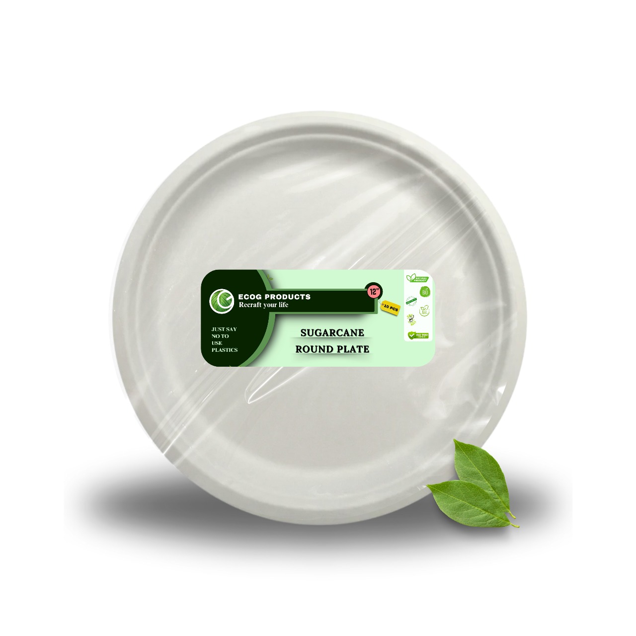 EKOPAK 12" Sugar Cane Round Plate-10pcs EKOPAK 12" Sugar Cane Round Plate-10pcs