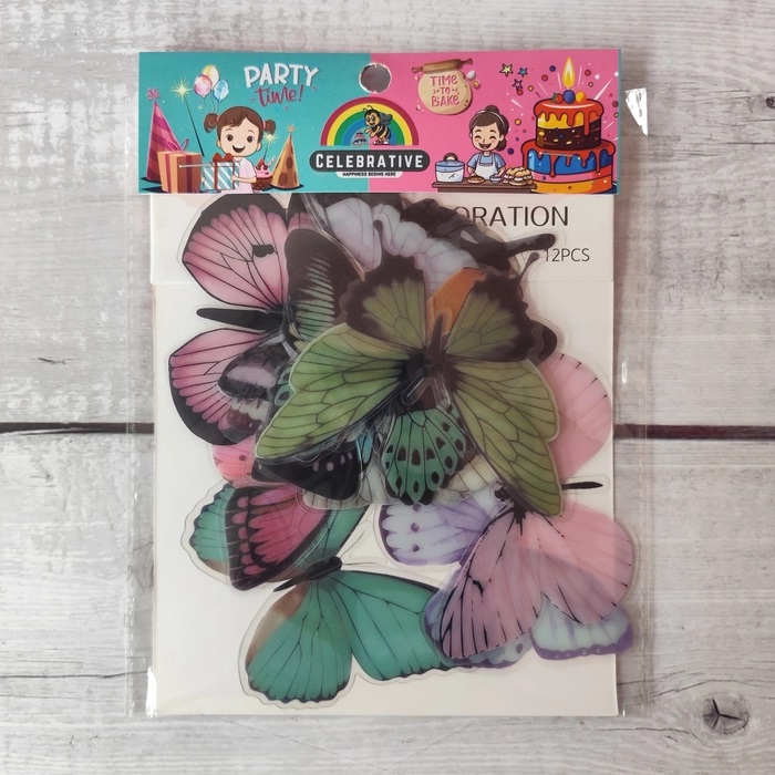 12 Pcs Multi Design Colorful Butterfly Topper Without Stick 12 Pcs Multi Design Colorful Butterfly Topper Without Stick