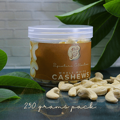 Nuts in a Jar Whole White Cashews Signature W240 250 Grams