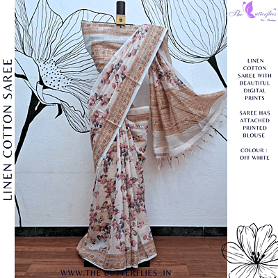 LINEN COTTON SAREE  RTFSLIN23739
