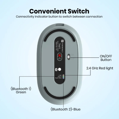 Portronics Toad II Bluetooth Mouse, with Bluetooth 5.0 & 2.4 Ghz Dual Wireless Connectivity, Rechargeable Battery, Adjustable DPI up to 1600 Compatible with Laptop, MacBook, PC (Grey) Portronics Toad II Bluetooth Mouse, with Bluetooth 5.0 & 2.4 Ghz Dual Wireless Connectivity, Rechargeable Battery, Adjustable DPI up to 1600 Compatible with Laptop, MacBook, PC (Grey)