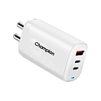 Champion 25W Wall Charger (USB+Type-C+Type-C) Supports PPS/Warp/Dash/SuperVooc Charging (White) Champion 25W Wall Charger (USB+Type-C+Type-C) Supports PPS/Warp/Dash/SuperVooc Charging (White)