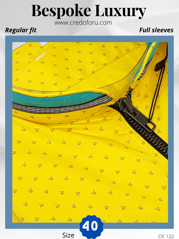 Yellow Printed Formal Shirt