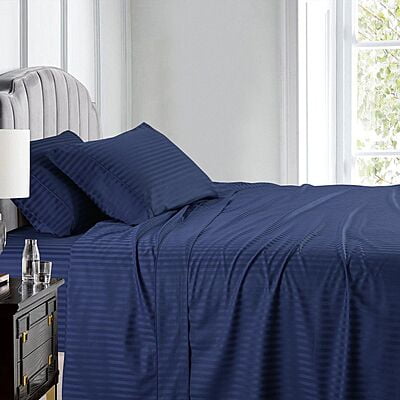 Pillow Cover Non-Framed Glace Cotton 300 TC - Striped - Navy Blue Pillow Cover Non-Framed Glace Cotton 300 TC - Striped - Navy Blue