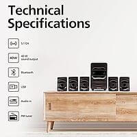 Philips Audio SPA5128B 5.1 CH 40W Bluetooth Multimedia Speakers (Black) Philips Audio SPA5128B 5.1 CH 40W Bluetooth Multimedia Speakers (Black)